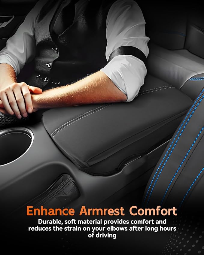 CDEFG for Ford Mustang 2024-2025 Center Console Cover Armrest Box Cover for Mustang 2024 2025 Accessories Console Arm Rest Protector Thickened White Line