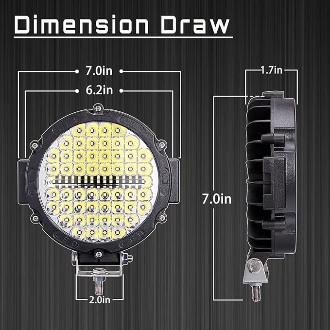 Round LED Off Road Lights 210W 21000lm, Trucks Tractor LED Work Lights, LED Light Pods Offroad Auxiliary Driving Fog Lights Snowmobile Golf Cart ATV UTV RV Plower, 4PCS