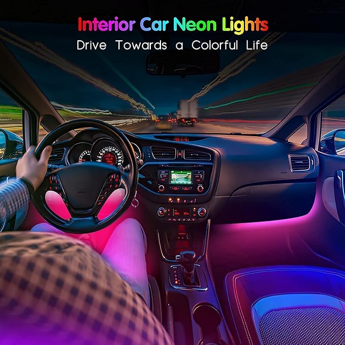 Car LED Strip Light, EJ's SUPER CAR 4pcs 36 LED Multi-Color Car Interior Lights Under Dash Lighting Waterproof Kit with Multi-Mode Change and Wireless Remote Control, Car Charger Included,DC 12V