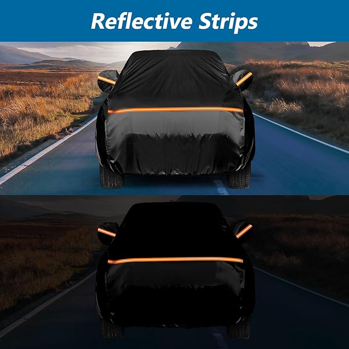 Waterproof Car Covers for Toyota Tacoma Double Cab-6ft Bed 2016-2025, Waterproof 420D Oxford Cloth Cover Outdoor Full Car Covers with Zipper Windproof Heavy Duty All Weather
