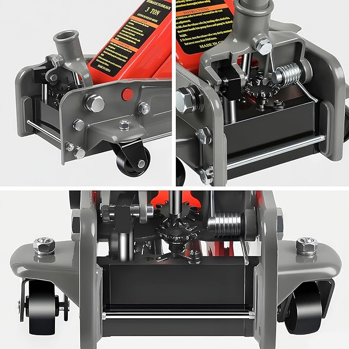 3 Ton Floor Jack,6600 LBS Heavy Duty Hydraulic Floor Jack,Lift Range:5.31'' -18.11'', Carbon Steel with Wheels for Cars,Suitable for Home,Garage and Repair Shops,Red