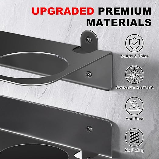 Oil Dual Funnel Holder Storage Rack Includes 2 Plastic Removable Drip Cups, Wall Mount Fluid Drain Funnel Kit Organizer Bracket for Enclosed Race Trailers, Automotive Garage Shop, Black