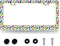 Flip Flops License Plate Frame Beach License Plate Holder Stainless Steel Colorful License Plate Car Accessory Funny License Plate Decoration Men Women Size 12.2" x 6.2" with Screws