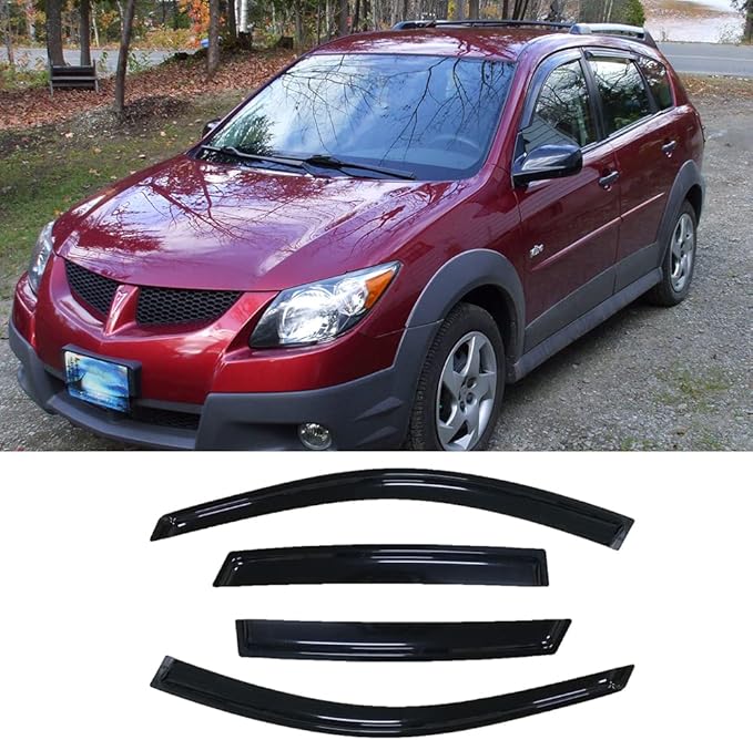 Side Window Wind Deflector,4pcs Outside Mount Style Sun Rain Guards Set,Dark Smoke Nice Window Visor fit for 2003-2008 Toyota Matrix E130 / Pontiac Vibe 94455