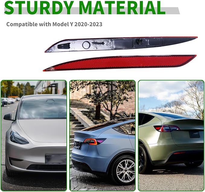 149581800C Tail Rear Bumper Reflector Red Pair LH RH Compatible with Model Y 2023 2022 2021 2020