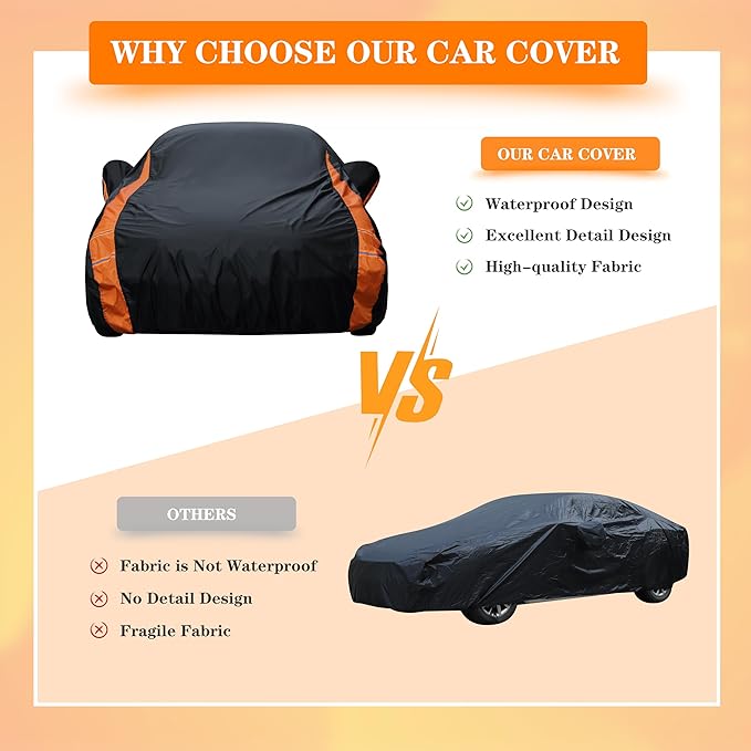 in Full Exterior Car Cover All Weather, Waterproof，UV Resistant, Dustproof Fit BMW 8 Series,Buick Reatta,Chevrolet Camaro,Pontiac Firebird,Honda Clarity,Mustang,GT-R,Subaru WRX etc. Size C4