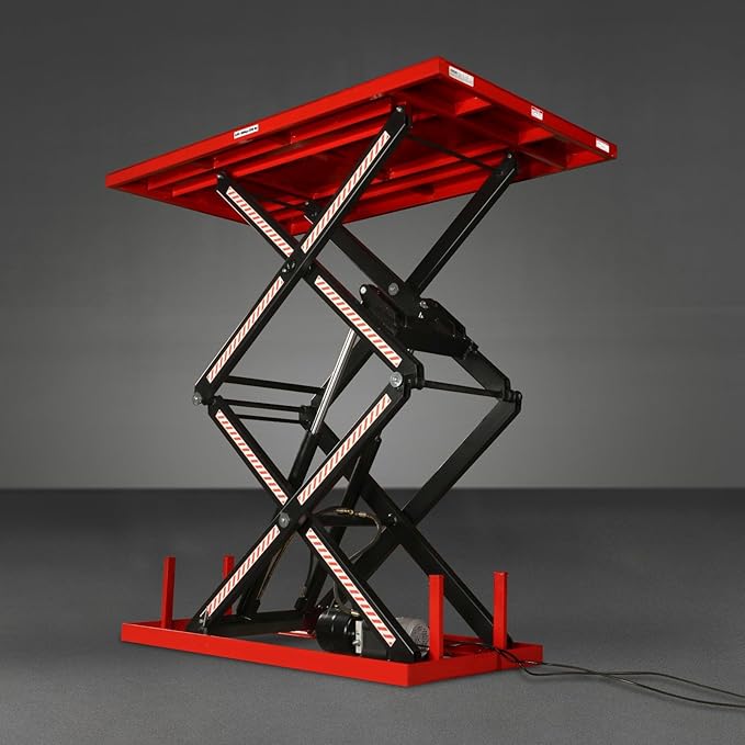 2200 lbs Capacity Stationary Powered Hydraulic Double Scissor Lift Table,86.6" x 51.2" Platform,94.5" Lift Height, UL Certified Moto,Model ELTD22L