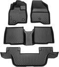 Wayhigh-All Weather Floor Mats Fit for 2015-2019 Ford Explorer 7 Seats TPE Car Mats Waterproof Heavy Duty Rubber Floor Liners for Explorer Accessories Custom Fit Black Liners