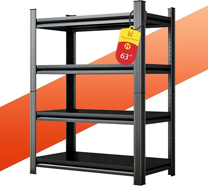 63''H Heavy Duty Metal Shelving Unit, 2000 lbs Total Capacity, Dual-Layer Column, Tool-Free Assembly, All-Steel Construction for Garage, Warehouse, Basement,45.3''W x 19.7''Dx 63" H