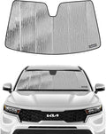 Windshield Sun Shade for Kia Sorento 2021-2025,Front Window Sunshade Shield, 2-in-1 Reflective Sun Shade,Silver for Summer, Black for Winter