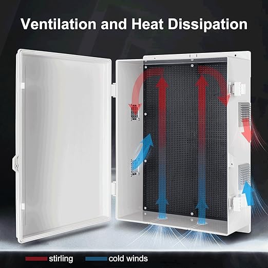 Outdoor Electrical Junction Box, ABS Water Resistant Enclosure with Internal Mounting Panel & Hinged Cover (18.1" H* 12.6" L* 6.3" W)