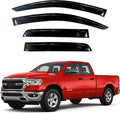 KPY Window Visor Compatible with 2019-2024 RAM 1500 Quad Cab, 4PC Rain Guard Side Window Vent Deflectors Tape-On Style, 2019 2020 2021 2022 2023 2024 (Quad Cab Only) Only for New Body Style