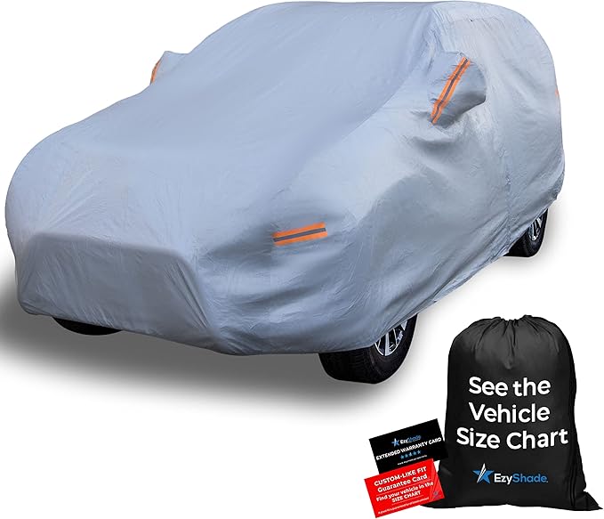 EzyShade 10-Layer SUV Car Cover Waterproof All Weather. See Vehicle Size-Chart for Accurate Fit. Outdoor Full Exterior Covers for Automobiles Heavy Duty Tarp Jeep Rav4 CRV. Size S4 (See SizeChart)