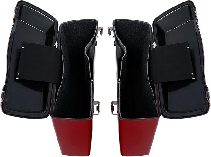 XFMT Motorcycle Saddlebags Red Hard Saddle Bags Trunk For Harley Touring Road King Street Glide Road Glide Electra Glide Ultra Classic 1994-2013