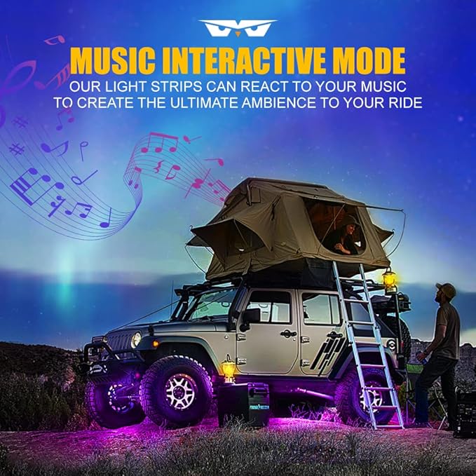 LUMENIX Double Row RGB LED Car Underglow Lights Kit, 4PCS Exterior Neon Accent Bluetooth Under Glow Light Strip for Cars SUVs Trucks Van, w/Dynamic Music & DIY Mode Underbody Chase Lights
