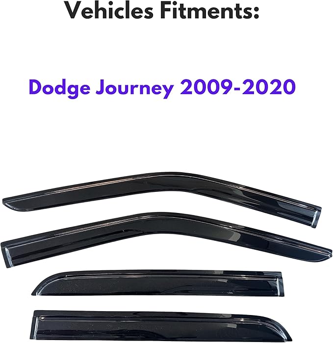 KPY Window Visor Compatible with Dodge Journey 2009-2020, 4PC Rain Guard Side Window Vent Deflectors Tape-On Mugen Style, 2009 2010 2011 2012 2013 2014 2015 2016 2017 2018 2019 2020