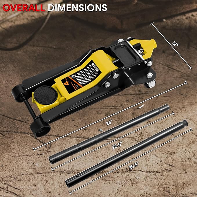 DNA MOTORING Low Profile Hydraulic Trolley Service/Floor Jack, 4 Ton (8000 lbs) Capacity, Lifting Range 4.5"-20", Yellow, TOOLS-00307-YL