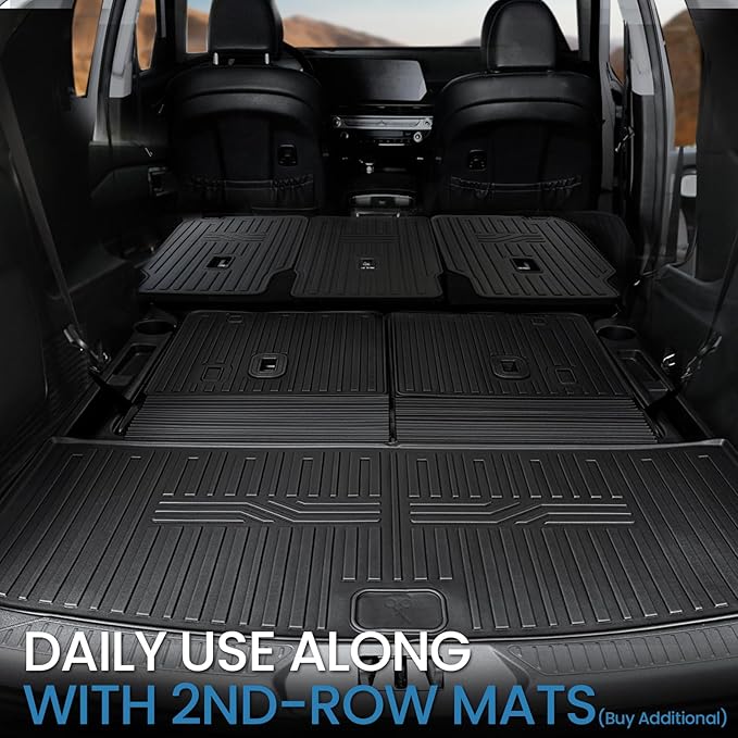 Floor Mats for 2020-2024 2025 Ford Explorer 7 Seats Bench Seat Car Mat Accessories, All Weather TPE Cargo Mat Backrest Mats Active/Platinum(7 Seat Floor Mats+2-in-1 Cargo Mat)