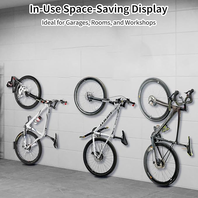 Road Bike Handlebar Wall Mount, Space-Saving & Easy Installation, Sturdy Garage Bike Storage Holds Up to 66lbs