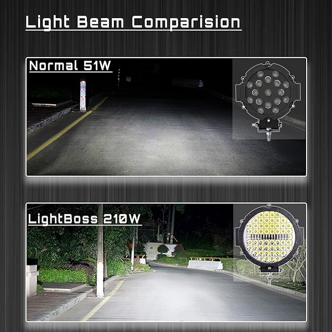 Round LED Off Road Lights 210W 21000lm, Trucks Tractor LED Work Lights, LED Light Pods Offroad Auxiliary Driving Fog Lights Snowmobile Golf Cart ATV UTV RV Plower, 4PCS