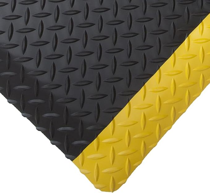 Rhino Mats, American Classic Diamond Anti-Fatigue Mats, Industrial Ergonomic Comfort Standing Mat for Work, Home, Garage, Office, Kitchen or Anywhere (Black/Yellow 9/16" Thick, 4 FT. x 24 FT.)