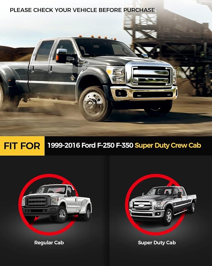 KYX Running Boards & Steps Nerf Bars Compatible with Ford F250 F350 Super Duty Crew Cab 1999-2016, A Pair 6 inch Car Door Side Steps Nerf Bars Truck Boards Step Rails-Silver Logo