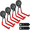3-H Heavy Duty Magnet Garage Hooks 4 Pack, Extra Large Strong Magnetic Hooks for Hanging Cordless Power Drill, Utility Magnetic Tool Holder for Metal Cabinet, Steel Pegboard, Toolbox, Garage(Red)