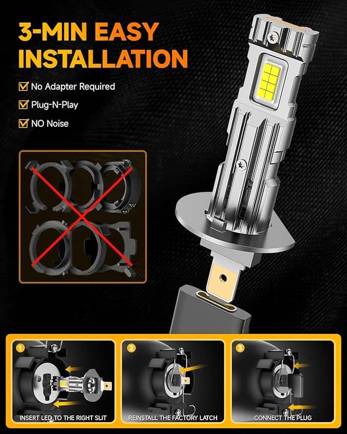 FAHREN 2025 Upgraded H1 Bulb, 1:1 Mini Size H1 Fog Light Bulbs, Plug and Play No Adapter Required Non-Polarity, Super Bright 6500K, IP68 Waterproof Pack of 2