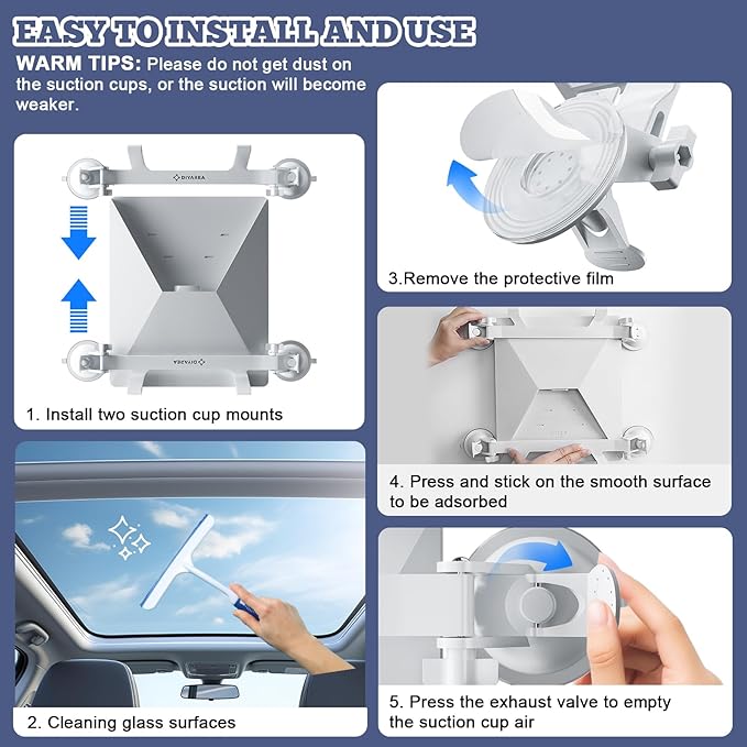 Starlink Mini Mount for Car, 360° Rotation Starlink Mini Suction Cup Mount for Car Window or Sunroof, Compact and Portable, Waterproof, Secure Mounting Kit for Travel, RVs, Boats Receive Stable Signal