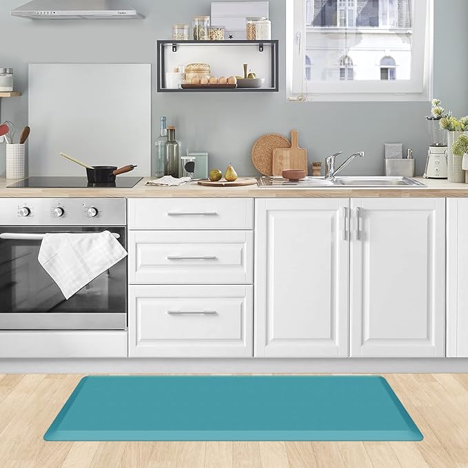 KitchenClouds Kitchen Mat Cushioned Anti Fatigue Kitchen Rug 17.3"x39" Waterproof Non Slip Kitchen Rugs and Mats Standing Desk Mat Comfort Floor Mats for Kitchen House Sink Office (Green)