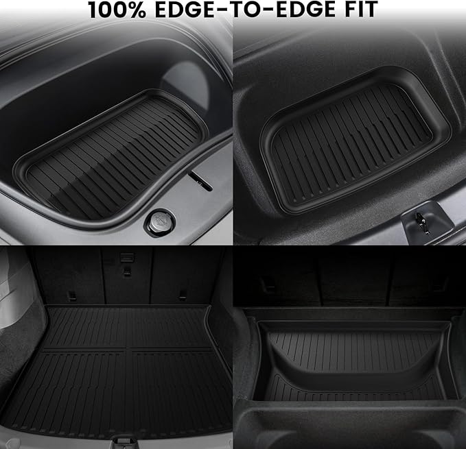 LASFIT Trunk Mats for Tesla Model Y Juniper 2025/2026 Cargo Liners Car Accessories, Custom Fit TPE All Weather Trunk Liners Frunk Rear Sub Trunk Mats Set 4PCS