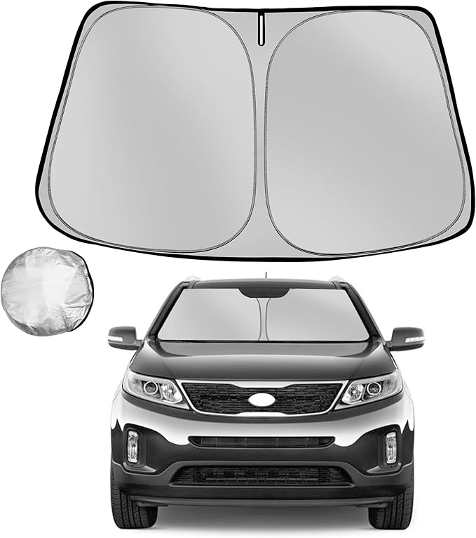 Windshield Sun Shade for 2011-2015 Kia Sorento Foldable Sun Sunshade for Car Front Window Blocks UV Rays and Heat Automotive Interior Protector Custom Fit Accessories