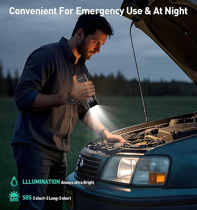 Tire Inflator Portable Air Compressor, 150PSI＆20000mAh Battery Air Pump for Car Tires, 6X Inflate Portable Tire Inflator for Car Motorcycle Balls Bike Pump,12DC Tire Pump with LED Light, Auto shut-off