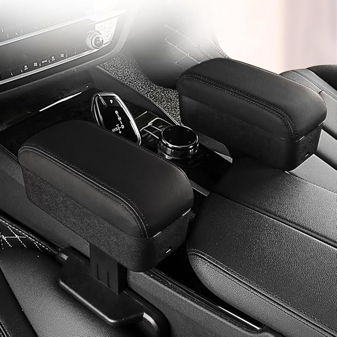 JEYODA Car Armrest Box with Cup Holder Car Central Liftable Armres Storage Organizer Box Arm Rest，Car Seat Gap Filler Organizer 1PC (Black)