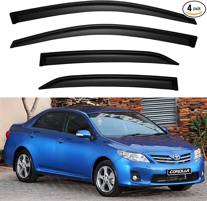 Window Visors Rain Guards for Toyota Corolla 2009-2013, Out-Channel Window Vent Wind Deflectors Visors Shades for 09-13 Corolla