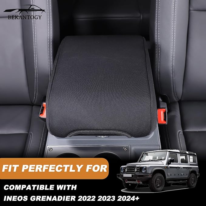 Car Armrest Box Cover Protector Compatible with Ineos Grenadier 2020-2024 Center Console Lid Protector Cover Original Customized Armrest Cover (Black)