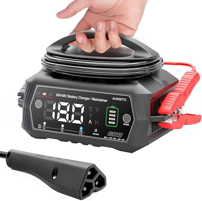 Golf cart Battery Charger, 48V 13A and 36V 18A Trickle Battery Charger,48 Volt Golf Charger,for EZGO RXV&TXT Smart Charger,Lithium,LiFePO4,Lead-Acid AGM/Gel/SLA..BatteryCharger,3-Pin (Delta-Q)
