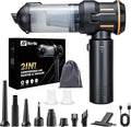 Portable Cordless Mini Car Vacuum Cleaner 16KPa - 80000RPM Brushless Motor Handheld 4-in-1 Compressed Air Duster & Air Blower & Pump Hand Held Vacuum for Car, Home, Office, Camping, Pet