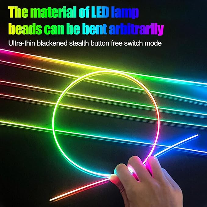 Car Interior Ambient Lights,18 in 1 128 Colorful LED Acrylic Fiber Optic Strip,Universal Multiple Modes Decoration Atmosphere with Music Sync Rhythm,APP Control,RGB Neon Lighting for All Cars