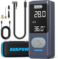 AVAPOW AP18 Tire Inflator Portable Air Compressor, 300% Faster 150 PSI Cordless Air Pump with Tire Pressure Gauge, 3.7″ Dual LCD Screen, Auto-Shuts Off Tire Pump for Car, Motorcycle, Bicycle, Purple