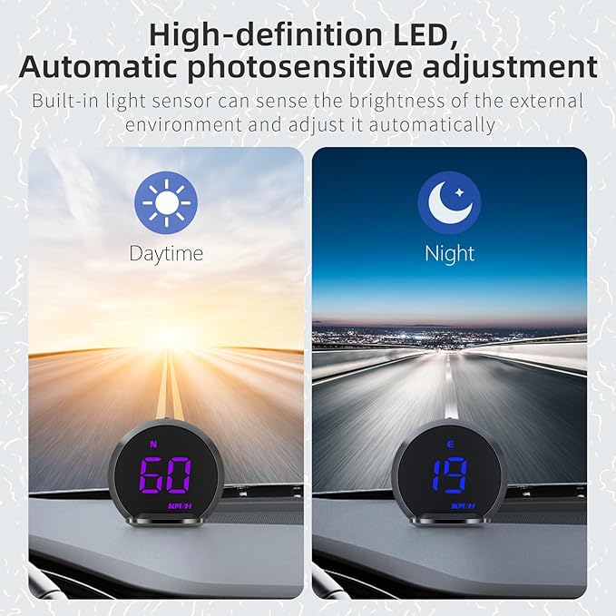 ACECAR Digital GPS Speedometer New HUD Car Head Up Display LCD Display with MPH Digital Speed Compass Direction Driving Distance Altitude Overspeed Alert for All Vehicle