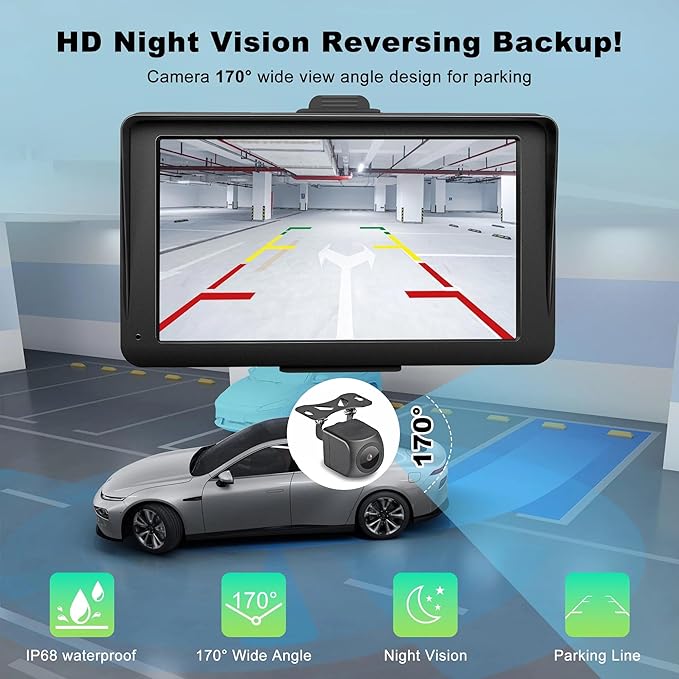 Apple Carplay Screen for Car, 7" HD Portable Wireless Touch Screen for Apple Carplay & Android Auto, with 1080P Backup Camera, Car Play Tablet, GPS Navigation/Mirror Link/Bluetooth/FM/Voice Control