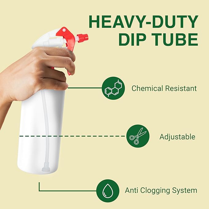Spray Bottle Nozzle Replacement, Bottle Tops Only - Sprayer Nozzle Triggers for Heavy Duty, Commercial, Home Cleaning Solutions - Fits 8,16,24,32 oz Plastic & Glass Bottles, Red 6 Pack