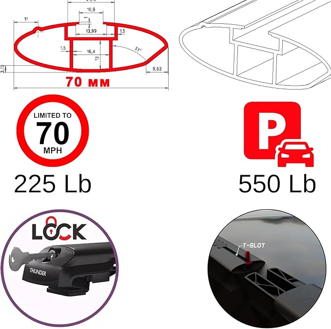 Roof Racks Cross Bars for Subaru Outback Wilderness 2024 2025 Cargo Carrier Bars Lockable Available in Black or Gray (Gray)
