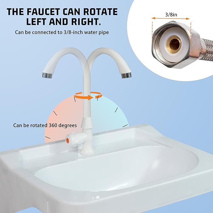 Wall Mount Bathroom Sink 19.7*15.3 No-Drill Installation Self-Adhesive Wash basin with Faucet Hole Bathroom Sinks Floating Vanity Sink for Lavatory Room Basin Plastic Rv Sink forGarage (19.7*15.3*7.1)