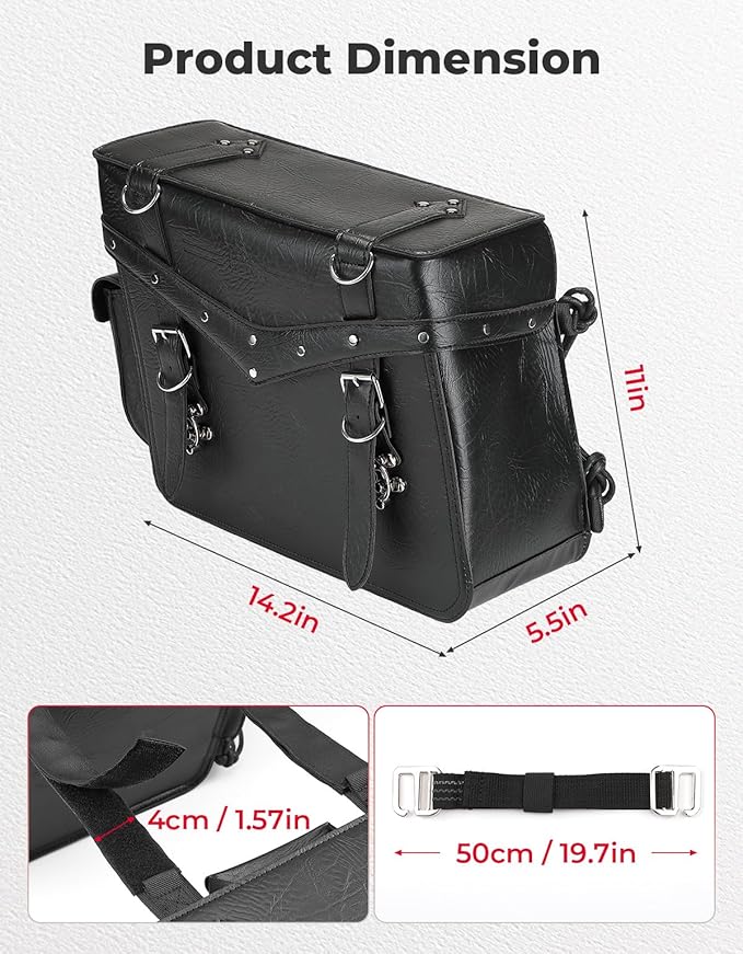 KEMIMOTO Motorcycle Saddlebags Heavy Duty 30L PU Leather Luggage Throw Over Saddle Bags Large Capacity Compatible with Sportster Softail Dyna Road King V-star Shadow