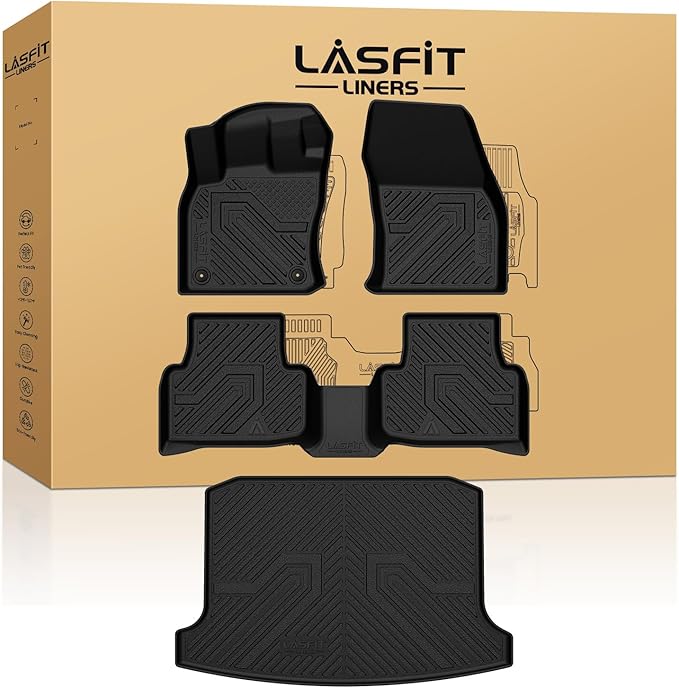 LASFIT Floor Mats & Cargo Mats for Volkswagen Taos 2022-2025(Only Fit FWD), All Weather TPE Custom Fit Floor Liners for VW Taos Accessories 1st & 2nd Row Car Mats & Trunk Mats, Easy to Clean, Black