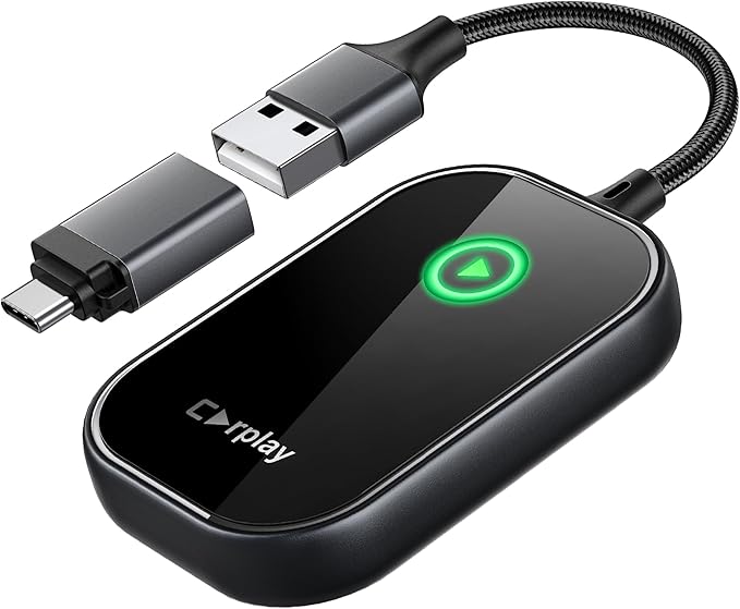 Wireless CarPlay Adapter, Converts Wired to Wireless CarPlay Dongle for Apple iPhone, Plug & Play Auto Connect Zero Latency fits for Cars from 2015 & iOS 10+ Black