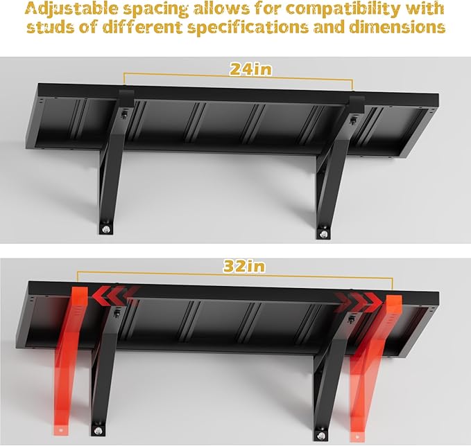 2pcs Garage Wall Shelving - 42in Extra Large Heavy Duty Floating Shelves with 30 Hooks, Load Capacity 1102 Lbs, Hanging Garage Storage Rack, Tool Hanger Organizer Utility Rack, For Home, Workshop