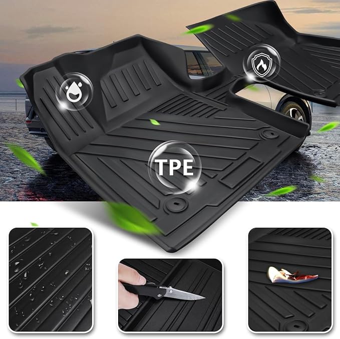 Car Floor Mats Compatible with Kia Ev6 2022 2023 2024 2025 All-Weather Guard Cargo Trunk Liners Rear Backrest Mats TPE for Ev6 Accessories (8pcs)